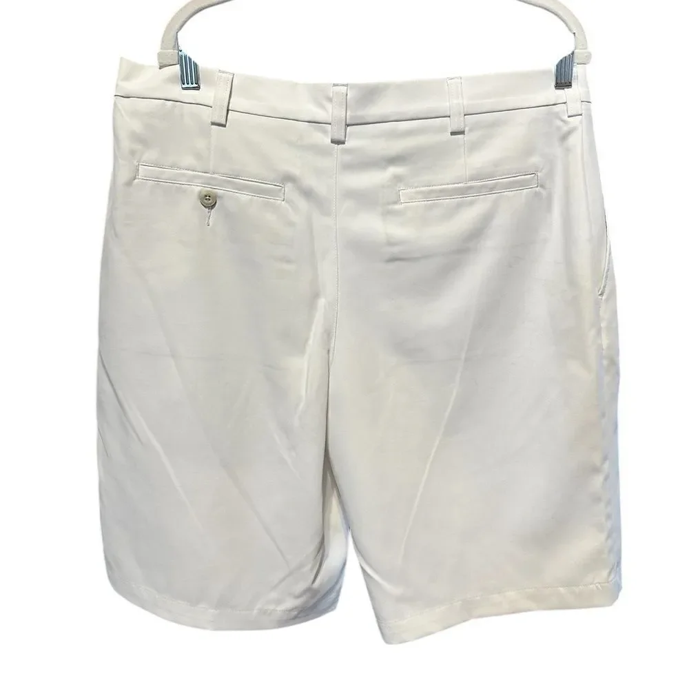EUC PGA Tour Men’s White 10” Golf Dress Shorts Flat Front - Size 36